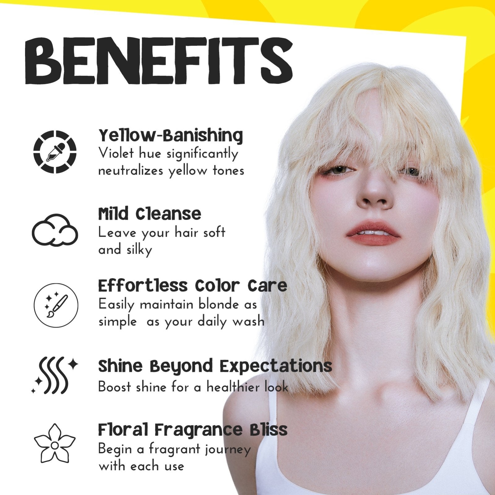 Colorlomo Bye Bye Yellow Toning Shampoo Sulfate Free Purple Shampoo for Blonde Bleached Highlighted Hair with Yellow Out
